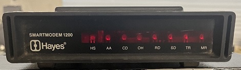 Hayes Smartmodem 1200 front panel with LED indicators