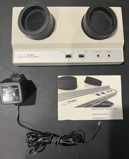 Lex 11 acoustic coupler modem with power supply and owner's manual