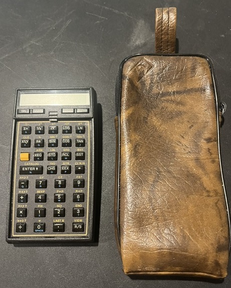 Hewlett-Packard HP-41CV calculator with leather case