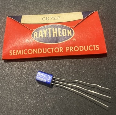 Raytheon CK722 blue can and original envelope